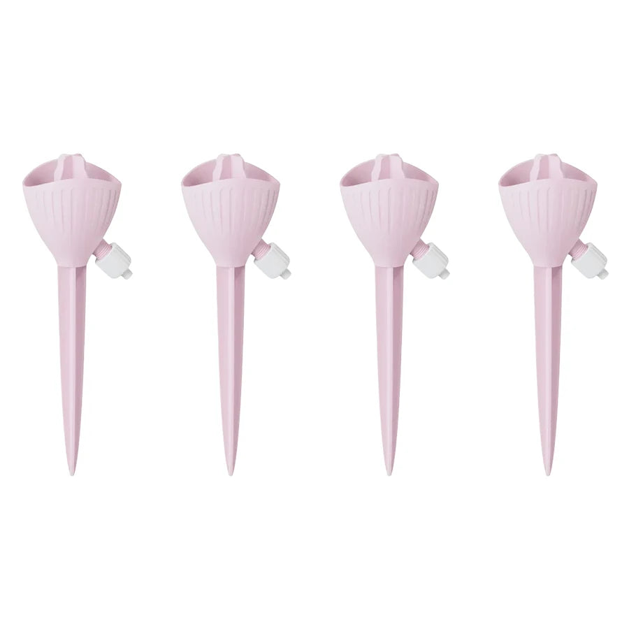 4-Pack Adjustable Self Watering Drip Irrigation System for Plants Drip Irrigation Dripper Peaceful Pleasures Health and Wellness 4Pcs Pink