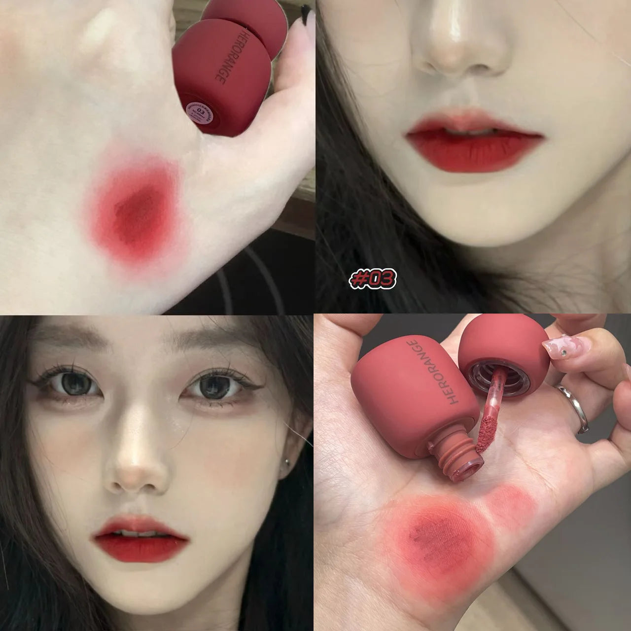 HERORANGE Matte Velvet Liquid Lipstick | 6-Color Lip Gloss