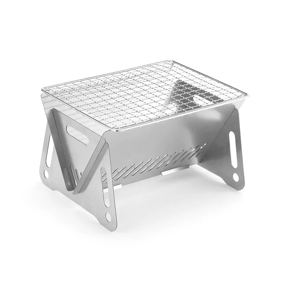 Portable Folding Stainless Steel Camping BBQ Grill & Stove Camping BBQ Grill Peaceful Pleasures Health and Wellness