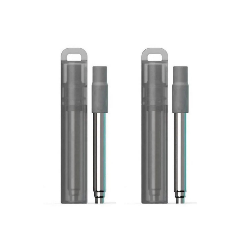 2/3Pcs Portable Reusable Telescopic Travel Straws with Case and Cleaning Brush, Collapsible Stainless Steel Drinking Straw Peaceful Pleasures Health and Wellness 2Pcs Gray
