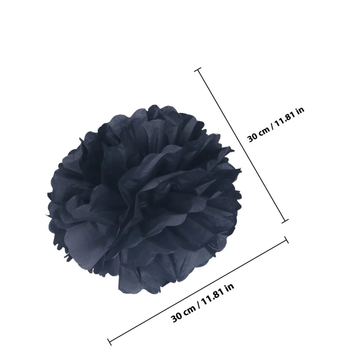12Pcs 30Cm Exquisite Paper Flower Balls Wedding Decoration Set for Home Church Stairs Armrest Birthday Graduation Festival Peaceful Pleasures Health and Wellness Black