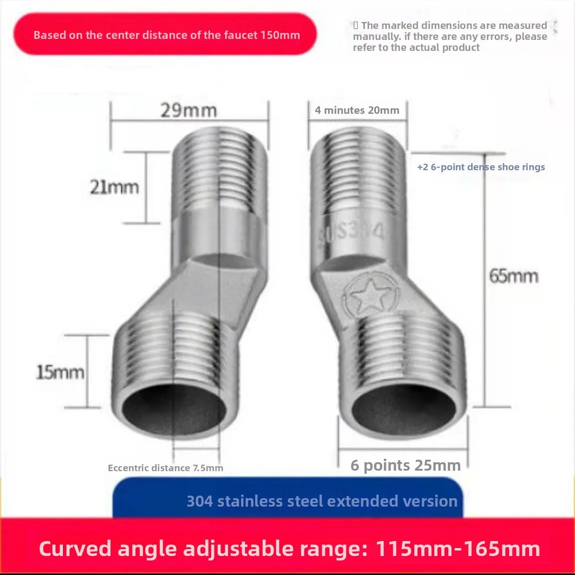 2-Pack 360° Rotatable Shower Faucet Adapter – Stainless Steel