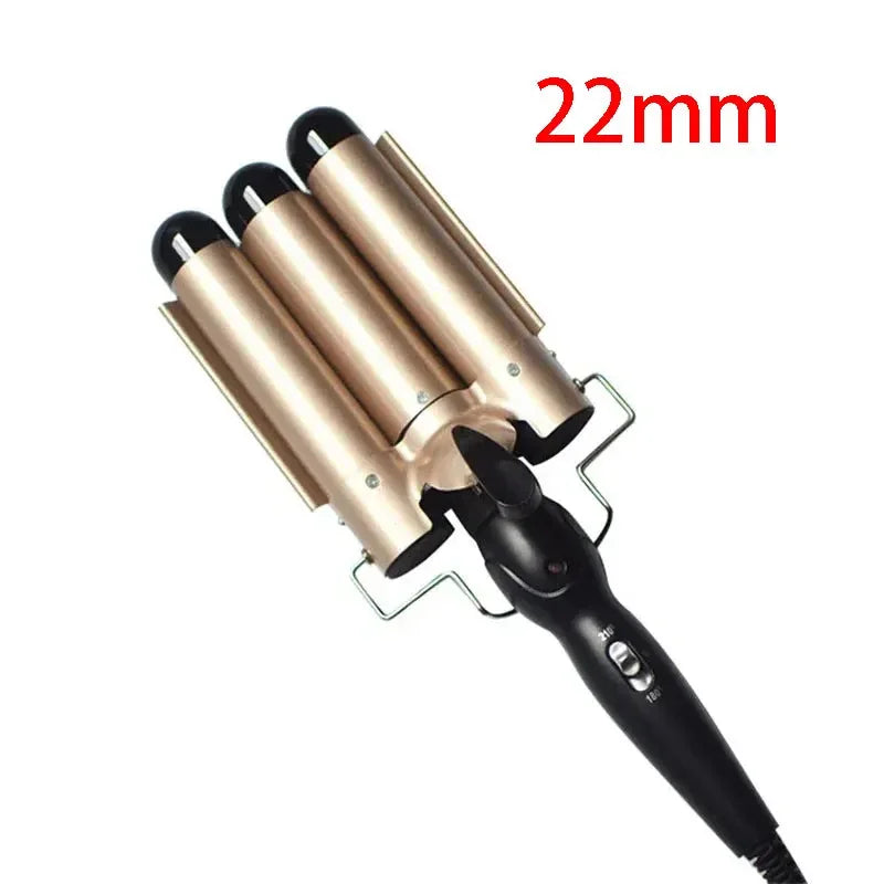 Professional Hair Curling Iron Ceramic Triple Barrel Hair Curler Irons Hair Wave Waver Styling Tools Hair Styling Appliances Peaceful Pleasures Health and Wellness champagne gold 22 US