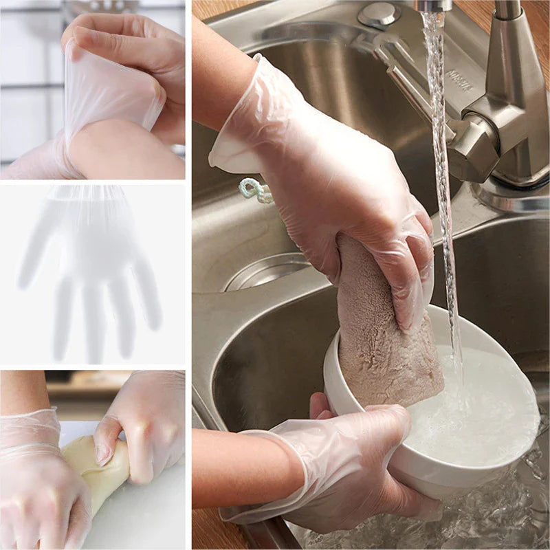 Disposable PVC Gloves 50-Pack | Latex-Free, Food Safe, Powder-Free