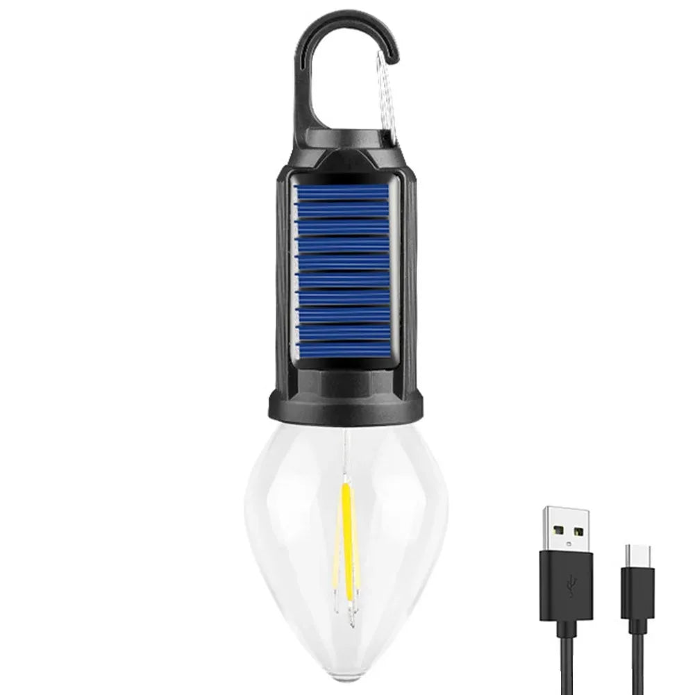 GGbingo Solar Powered LED Camping Lamp with Hook LED Lantern USB Charging Outdoor Tent Light Waterproof for Outdoor BBQ Camping Peaceful Pleasures Health and Wellness Taper