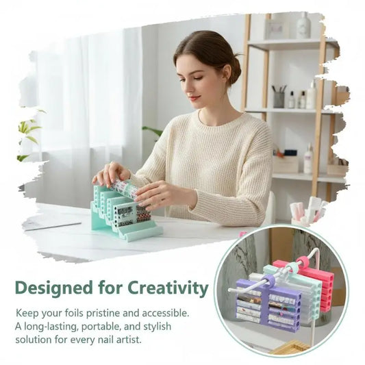 Nail Foil Storage Case Organizer Box For Transfer Paper Portable And Handy Display Stand For Salon Manicure Accessories Peaceful Pleasures Health and Wellness
