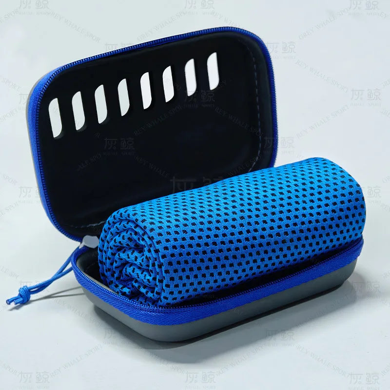 Camping Cooling Towels with EVA Case, Compact & Portable Travel Ice Towel Quick Dry Towels for Sports Gym, Hiking and Yoga Peaceful Pleasures Health and Wellness DEEP BLUE