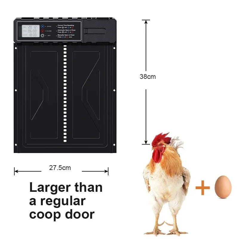 Large Automatic Chicken Door with Timer LCD and 3 AA Battery Power (Battery Not Included) - Hassle-Free Setup! Peaceful Pleasures Health and Wellness