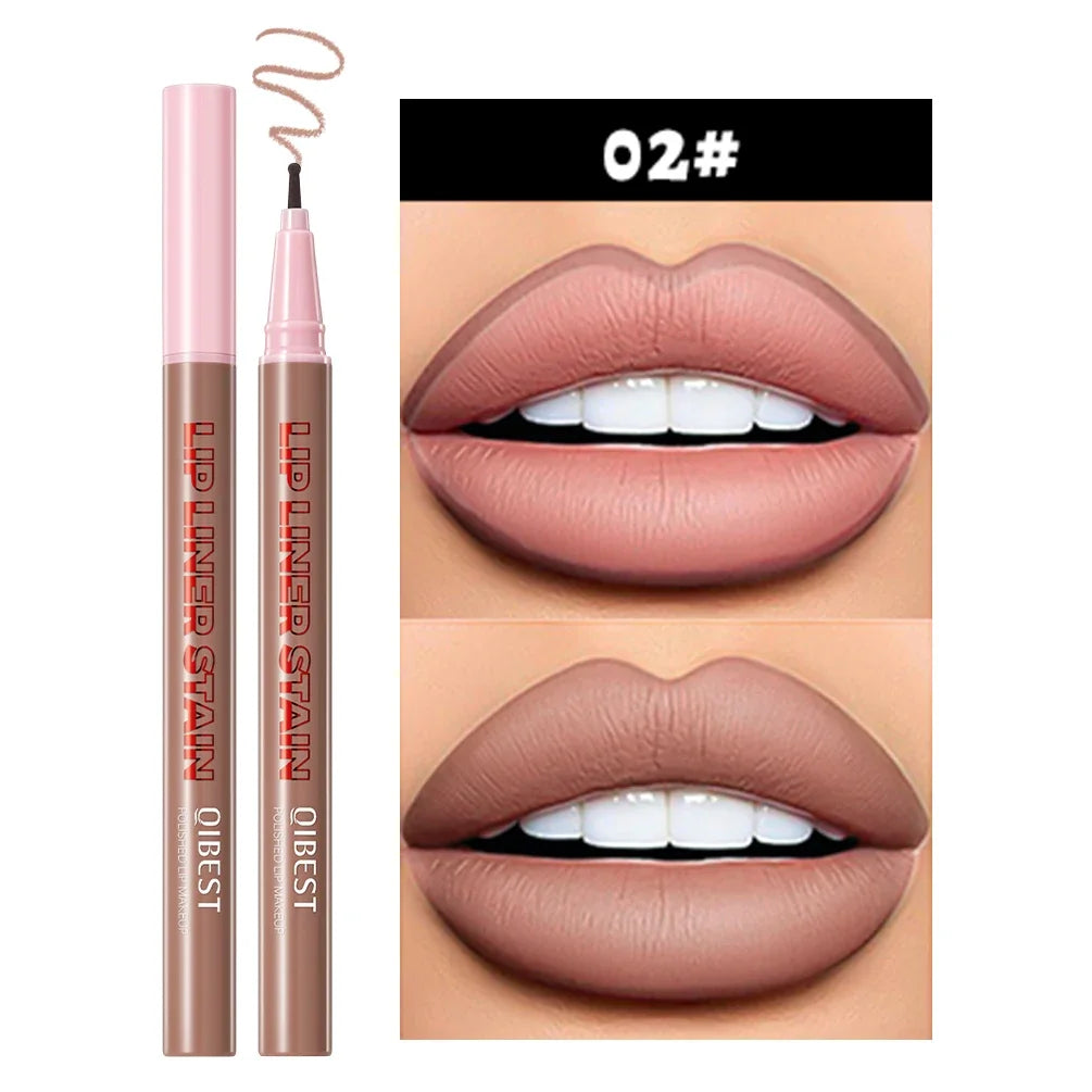 QIBEST Matte Lip Liner Waterproof Sweatproof Multi-color Correcting Liquid Lipstick Pen Brown Lipliner Cosmetics For Women Peaceful Pleasures Health and Wellness 02