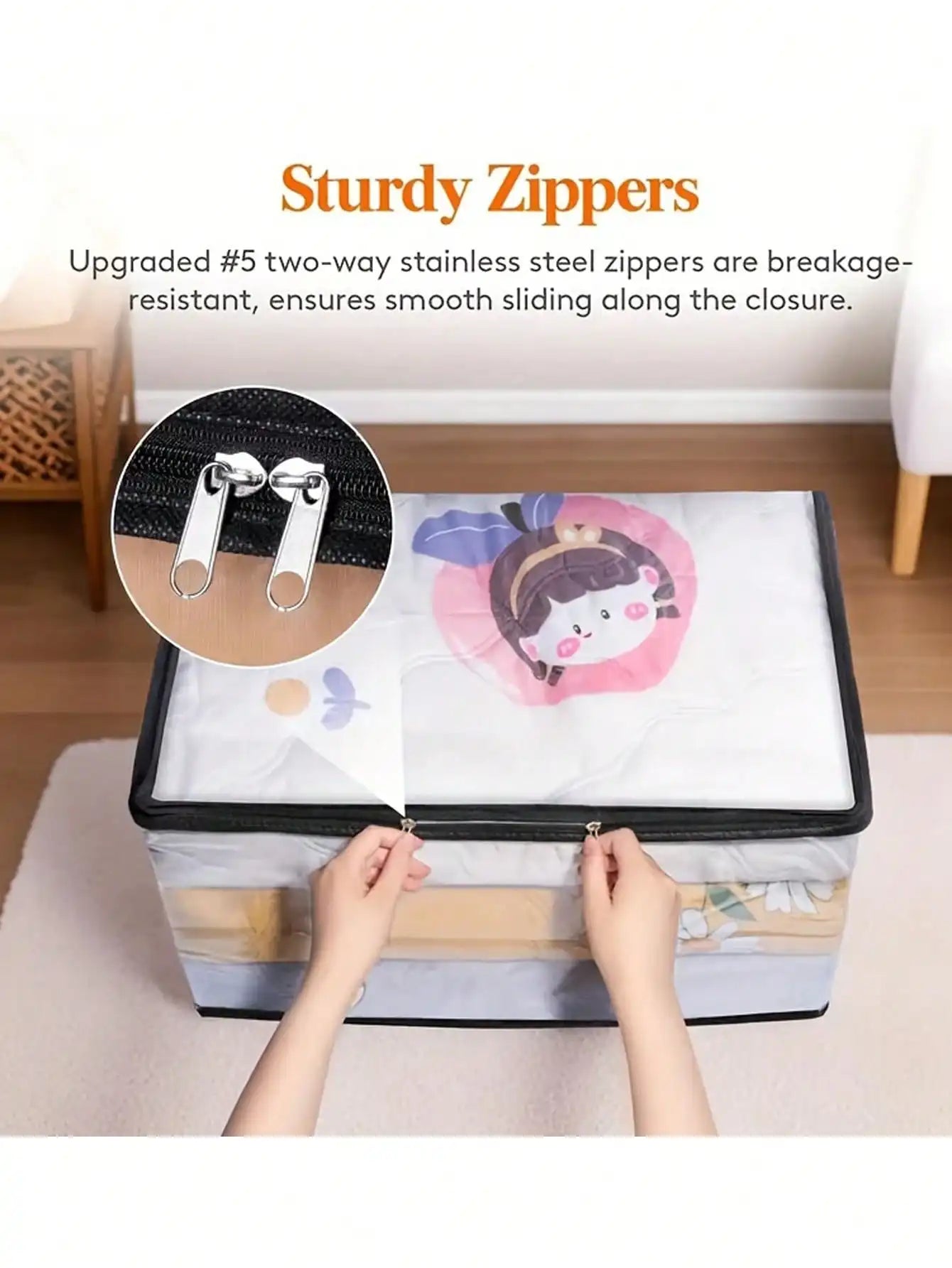 Clear Zippered Storage Bags for Blankets, Clothes & Bedding