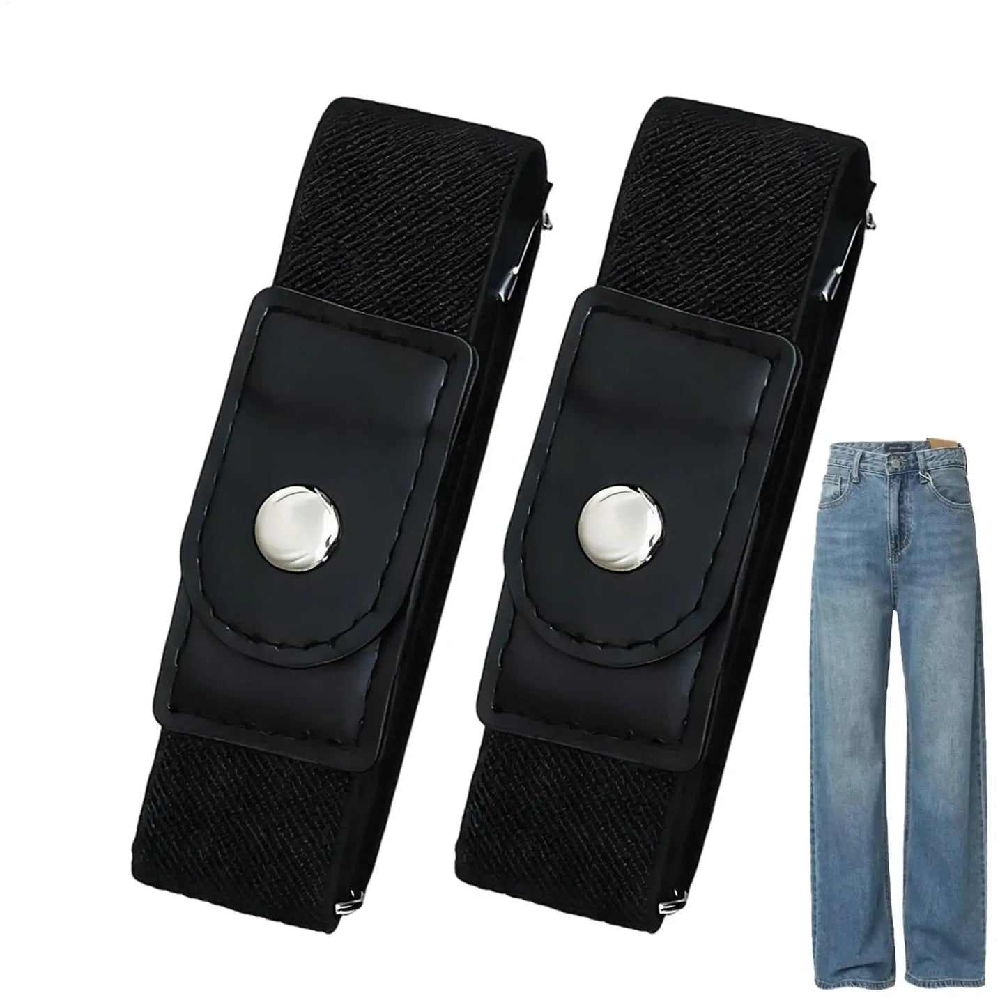 1 Pair No Buckle Belt Elastic Adjustable Strap Buckleless Belt for Women Men, Jeans Pants Dresses, Casual Work Golf Waist Band Peaceful Pleasures Health and Wellness