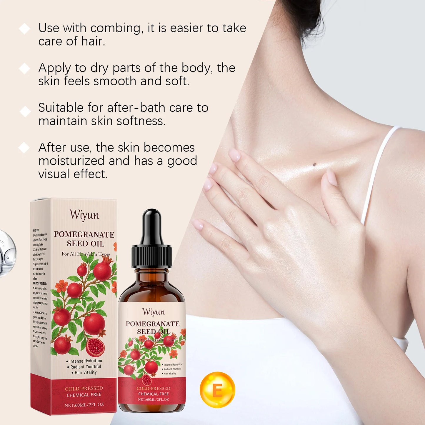 Pomegranate Seed Oil for Body & Hair – Firming, Hydrating 60ml
