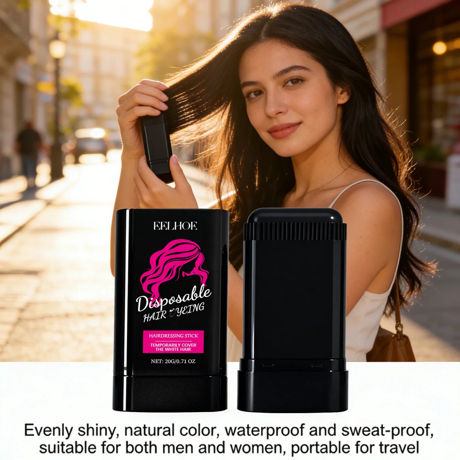 Eelhoe Temporary Black Hair Dye Stick – Grey Root Cover 20g Temporary Hair Dye Stick Peaceful Pleasures Health and Wellness