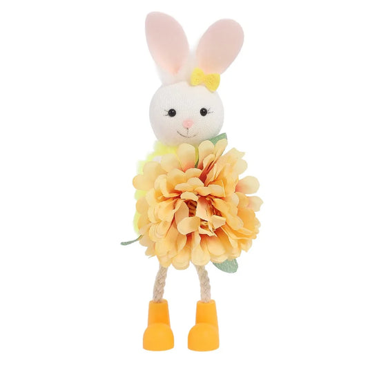 Cartoon Easter Bunny Figurine – Colorful Soft Long Legs Rabbit Decor Easter Bunny Figurine Oasis Select Yellow