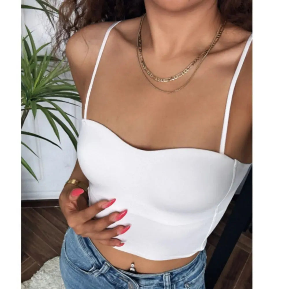Women's Ice Silk Camisole Tank Top with Built-In Bra | Slim Fit