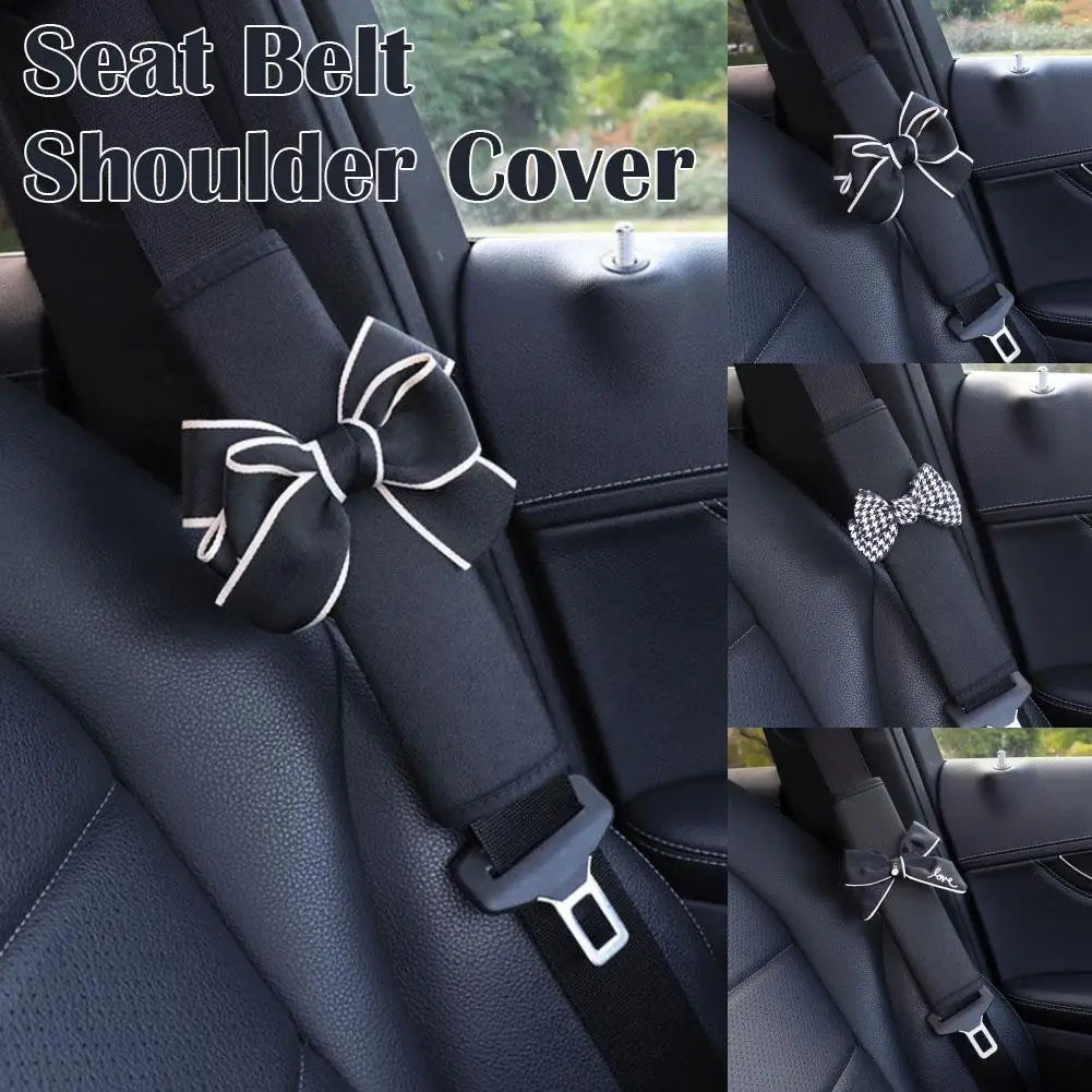 Cartoon Cute Seat Belt Shoulder Cover Bow Knot Car Decoration Supplies Set Interior Peaceful Pleasures Health and Wellness