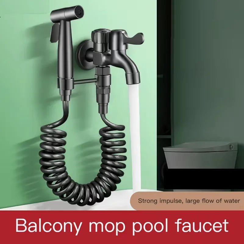 Wall-Mounted Dual-Purpose Faucet Set with Spray Gun