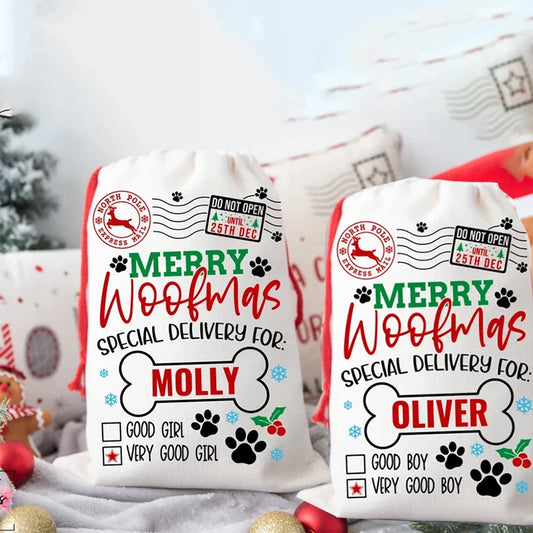 Personalised Santa Sack Christmas Stocking for Kids & Pets Christmas Stocking Sack Peaceful Pleasures Health and Wellness