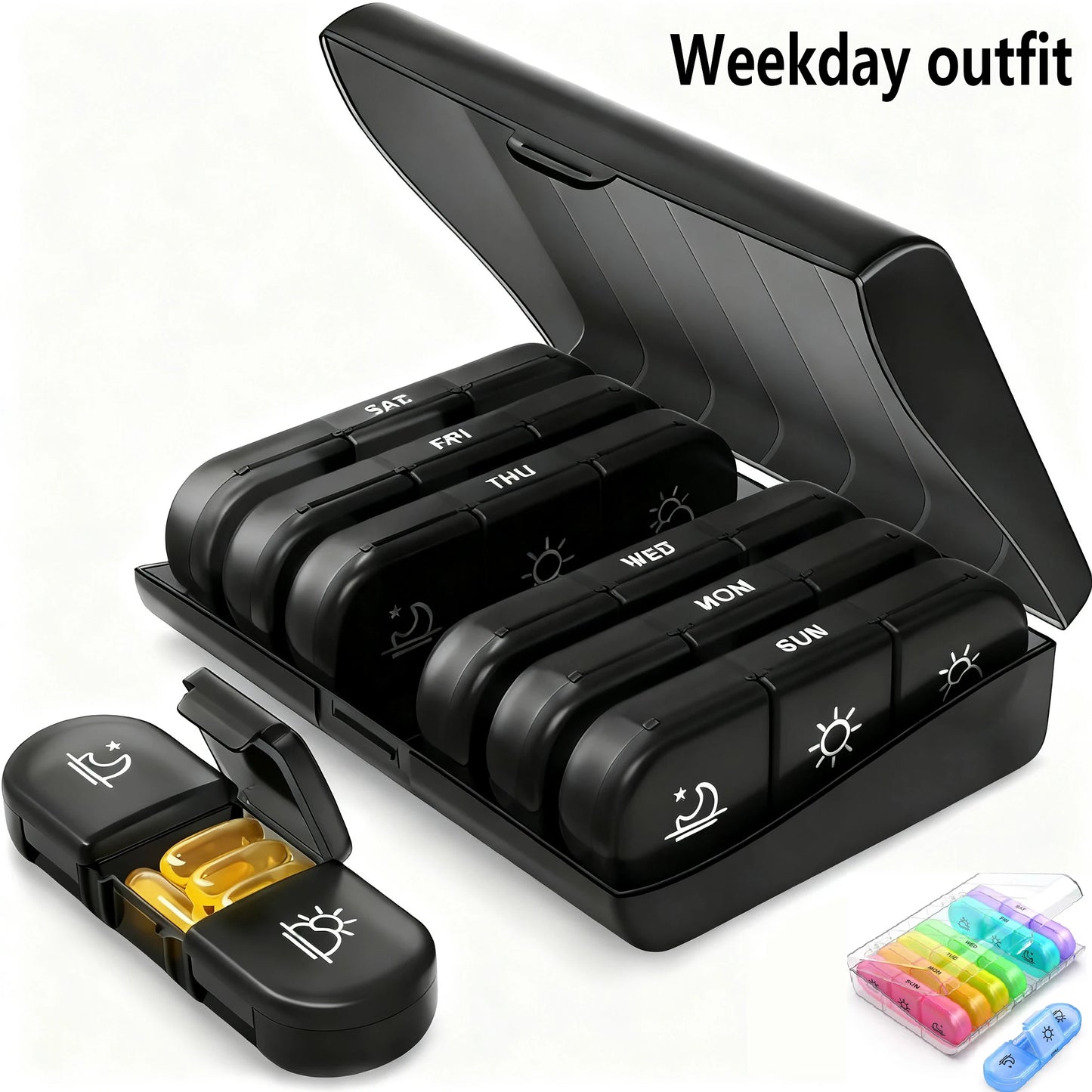 Portable 21 Compartment Medicine Box Weekly Daywise Tablet Storage Organizer for Morning Afternoon Evening Peaceful Pleasures Health and Wellness
