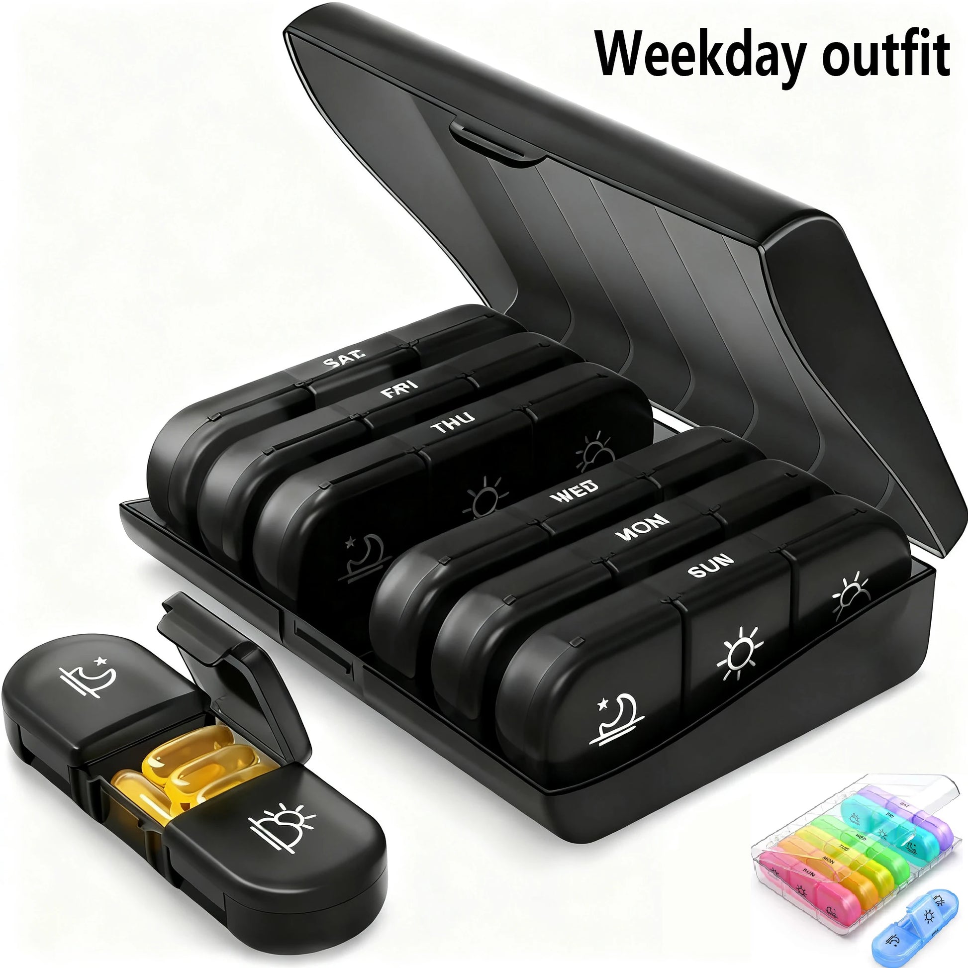 Portable 21 Compartment Medicine Box Weekly Daywise Tablet Storage Organizer for Morning Afternoon Evening Peaceful Pleasures Health and Wellness