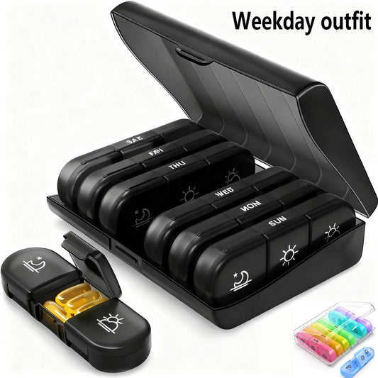Portable 21 Compartment Medicine Box Weekly Daywise Tablet Storage Organizer for Morning Afternoon Evening Peaceful Pleasures Health and Wellness
