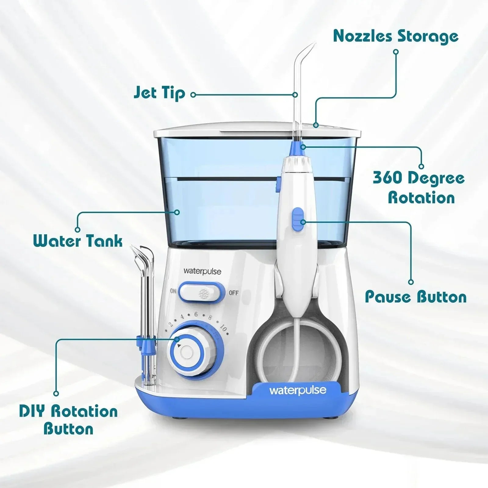 Electric Water Jet Flosser Oral Irrigator 800ml Water Tank 5 Jet Tips Teeth Cleaner Dental Oral Hygiene Care Equipment Peaceful Pleasures Health and Wellness