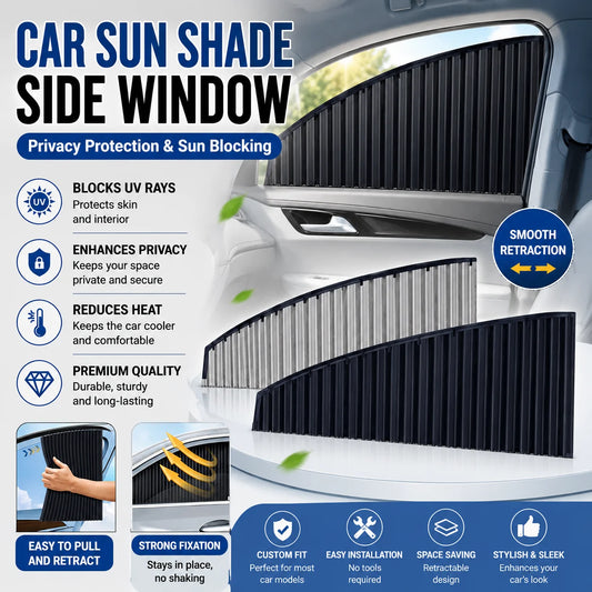 Retractable Car Side Window Sun Shade | UV Blocking Curtain Car Window Sun Shade Peaceful Pleasures Health and Wellness