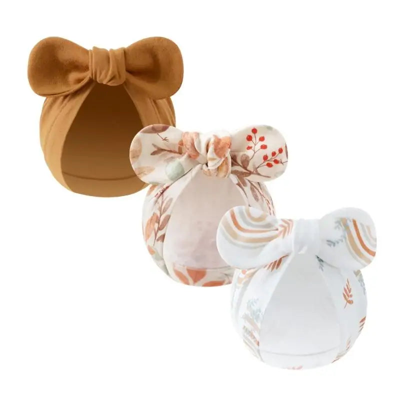 3-Pack Newborn Baby Bowknot Hats – Soft Cotton Infant Caps