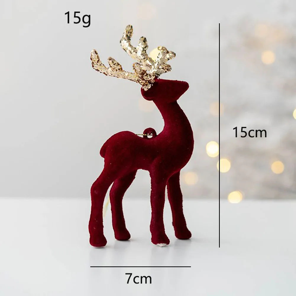 Glittering Christmas Reindeer Sculpture – Elk Deer Ornament Decor