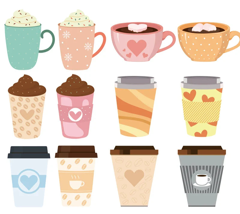 Coffee Cup Sticky Notes 24 Pack – 12 Designs, 480 Sheets