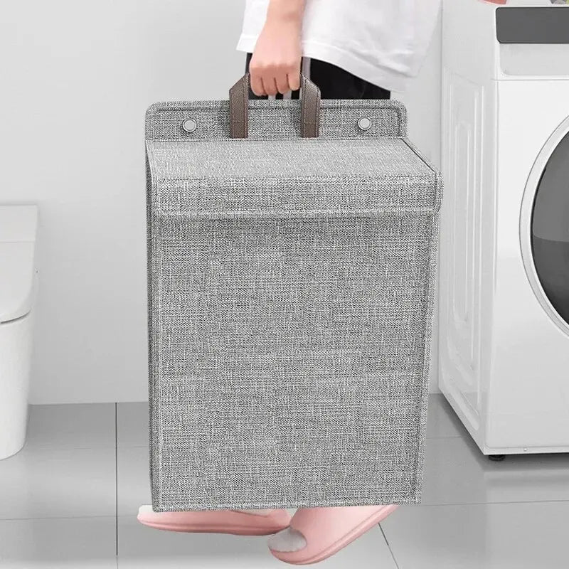 1pc Foldable Adhesive Laundry Basket Hamper, Multifunctional Punch Free Wall Hanging Washing Clothes Mesh Hook Organizer Peaceful Pleasures Health and Wellness