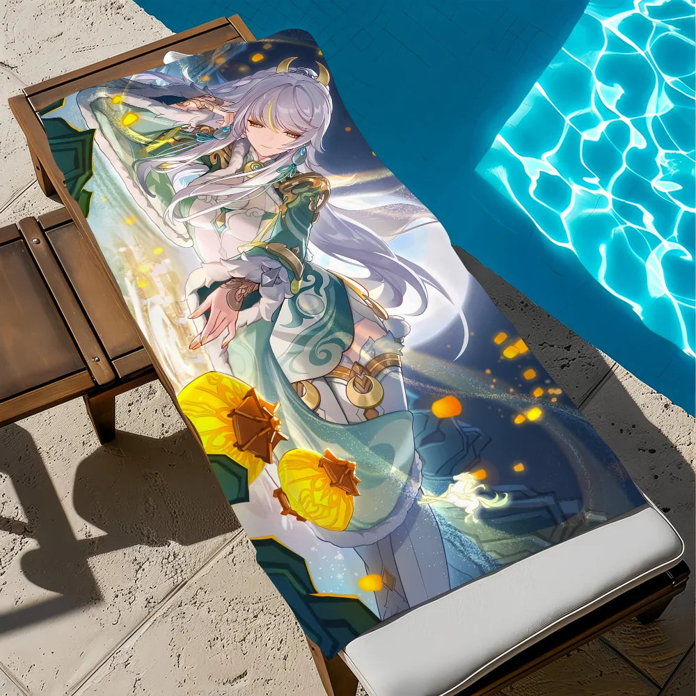 Genshin Impact Zibai Quick-Dry Beach Towel | Multi-Size Quick-Dry Beach Towel Peaceful Pleasures Health and Wellness z1 STJ40x70CM