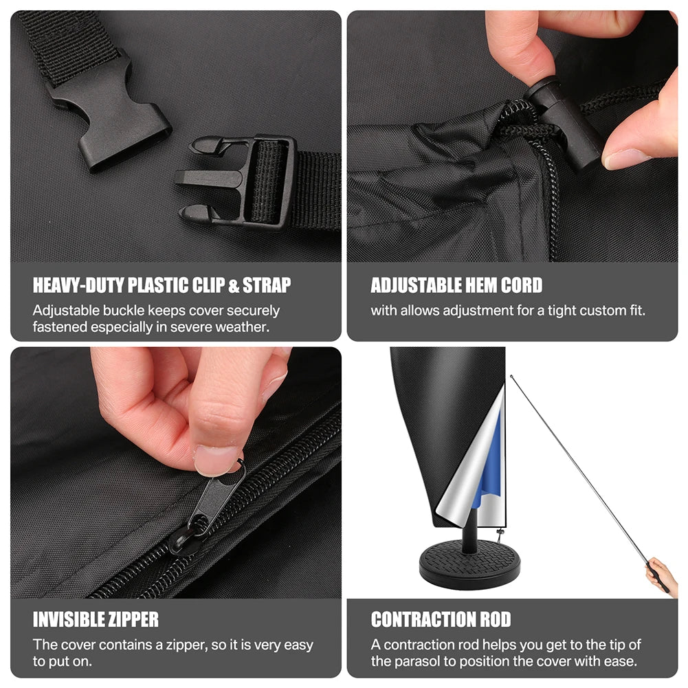 Waterproof Garden Parasol Cover UV & Windproof with Zipper