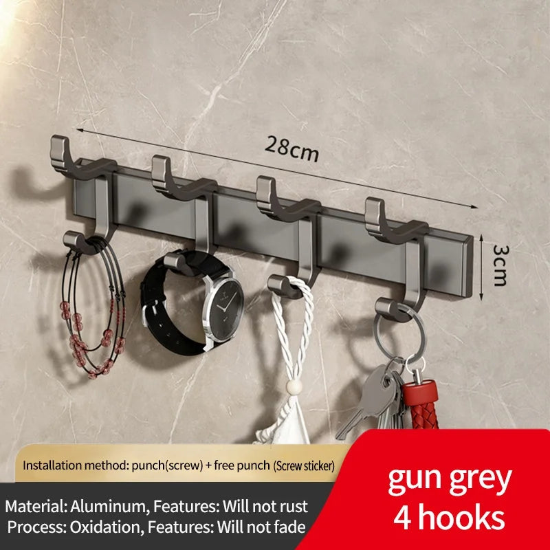 No-Drill Adjustable Door Hooks – 6-Pack Aluminum Bathroom Hooks