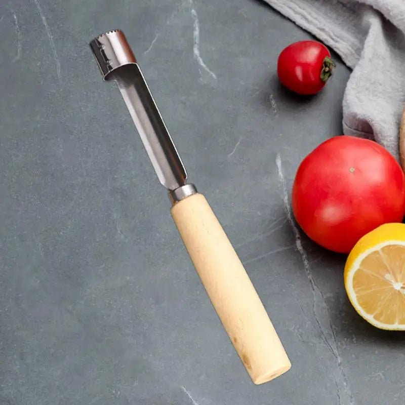 Stainless Steel Apple Corer with Wooden Handle Vegetable Fruit Corer Pear Pitter Anti-Slip Kitchen Corer for Fruit Slicing Peaceful Pleasures Health and Wellness