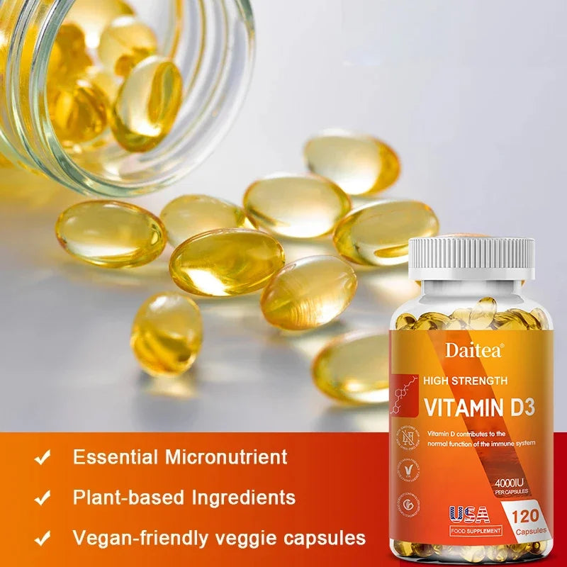 Vitamin D3 Capsules 4000IU Provide Immune, Bone Support, Promote Calcium Absorption, Promotes Muscle Health, Nervous System Peaceful Pleasures Health and Wellness