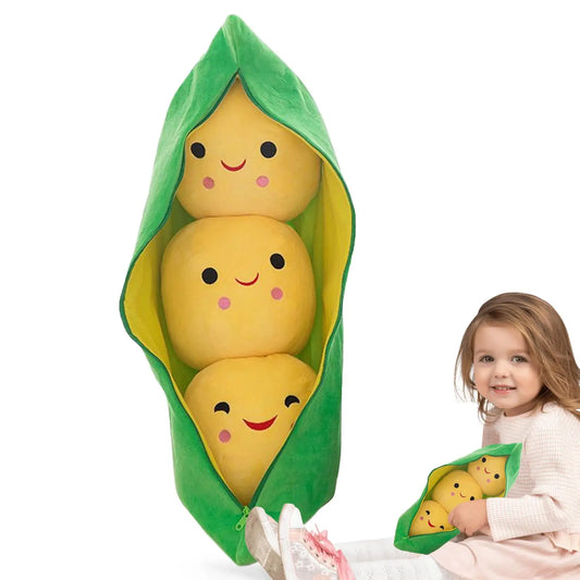 Pea Pod Plush Toy Pillow with 3 Bean Dolls | 25/40cm Gift Stuffed Plush Toy Peaceful Pleasures Health and Wellness