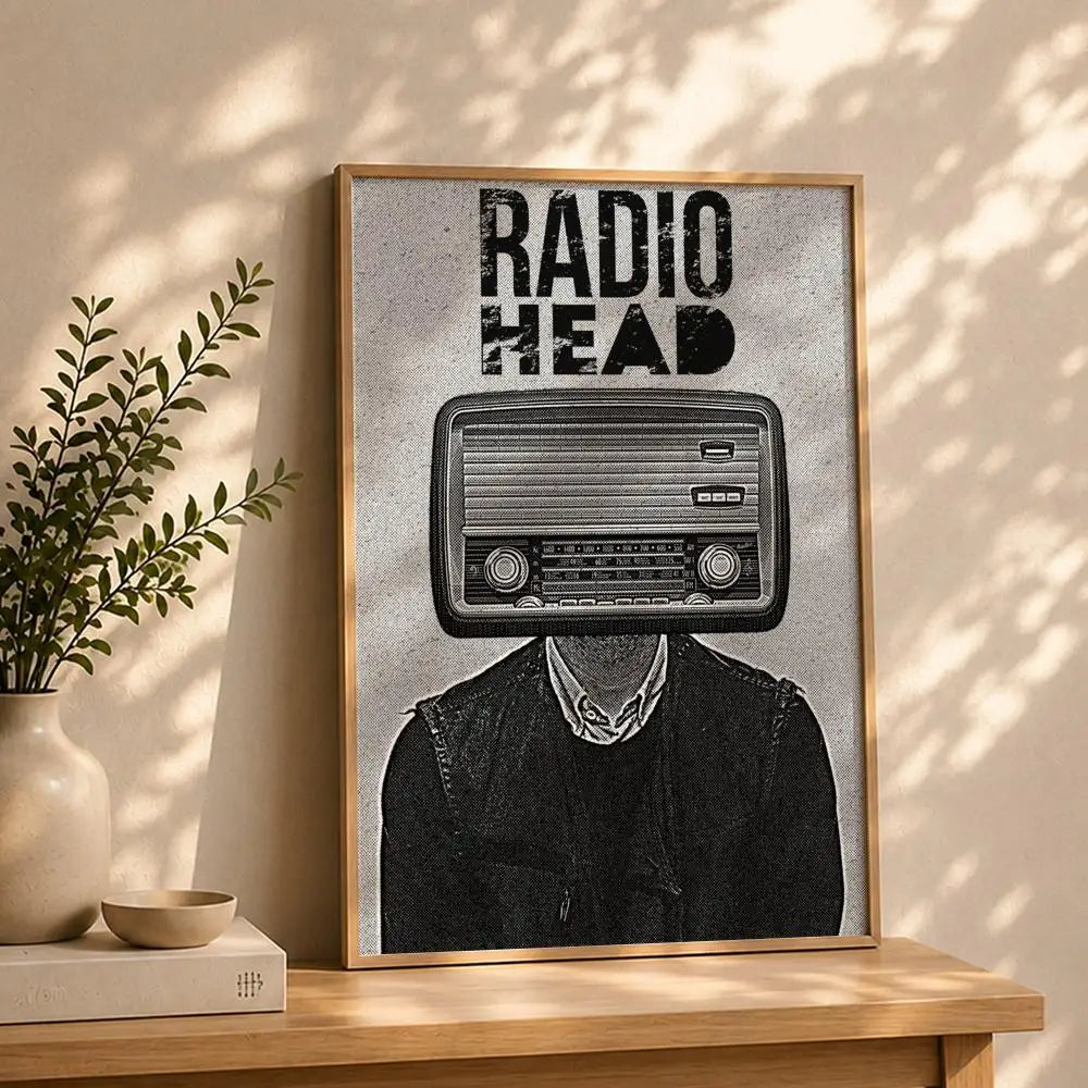 Band R-RadioheadS Poster HD Self Adhesive Waterproof Wall Art Ideal for Home Office Dorm Bedroom Great Gift Peaceful Pleasures Health and Wellness White3 50X70cmNoframe