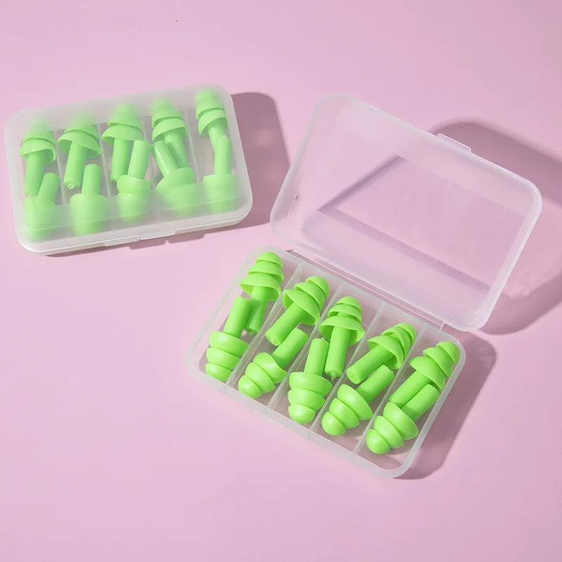 Silicone Comfortable Earplugs 5 Pairs Per Box Noise-proof Suitable for Swimming and Sleep Protection Peaceful Pleasures Health and Wellness