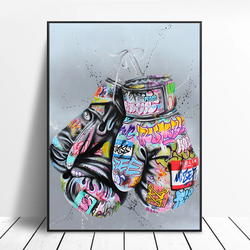 Street Graffiti Gestures Canvas Wall Art | Abstract Pop Mural