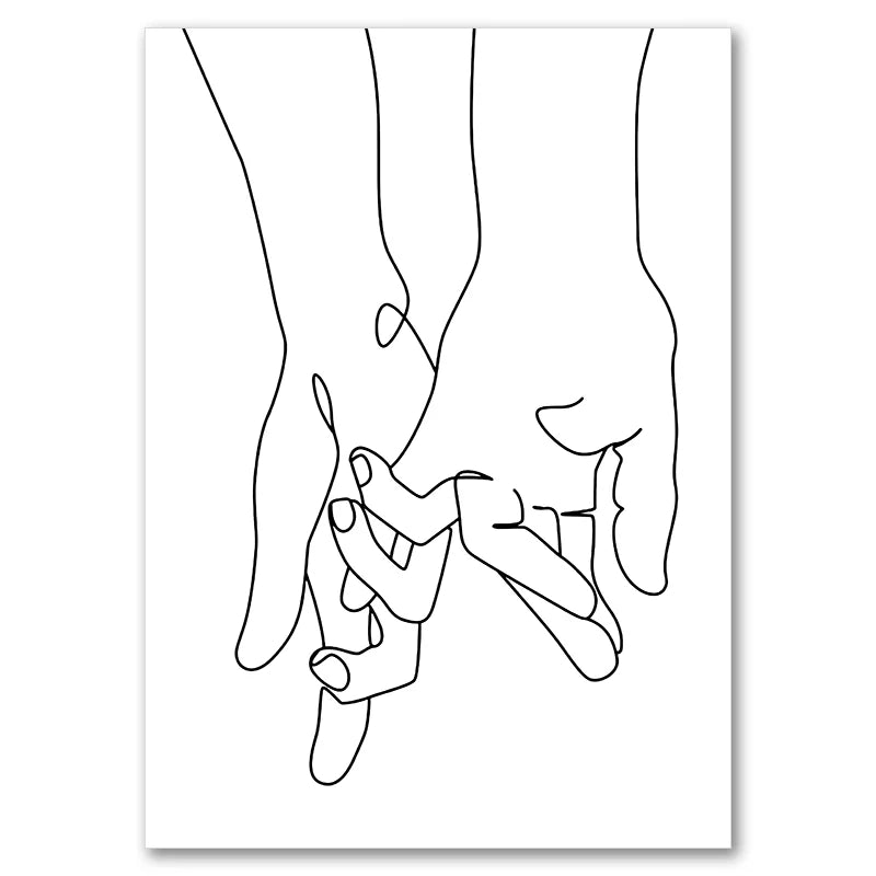 Line Drawing Couple Hand Love Kiss Wall Art Canvas Painting Nordic Posters And Prints Minimalist Wall Pictures For Living Roo Peaceful Pleasures Health and Wellness 9923-03 40x50cm Unframed