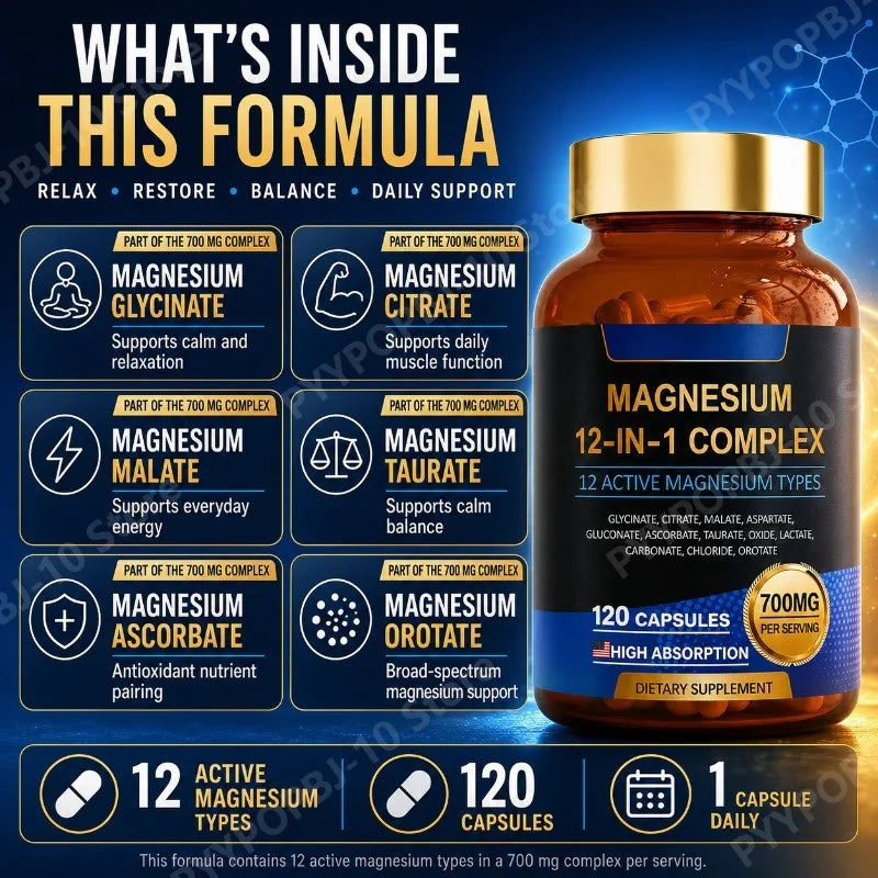 Magnesium 12-in-1 Complex | 12 Active Forms | 120 Capsules