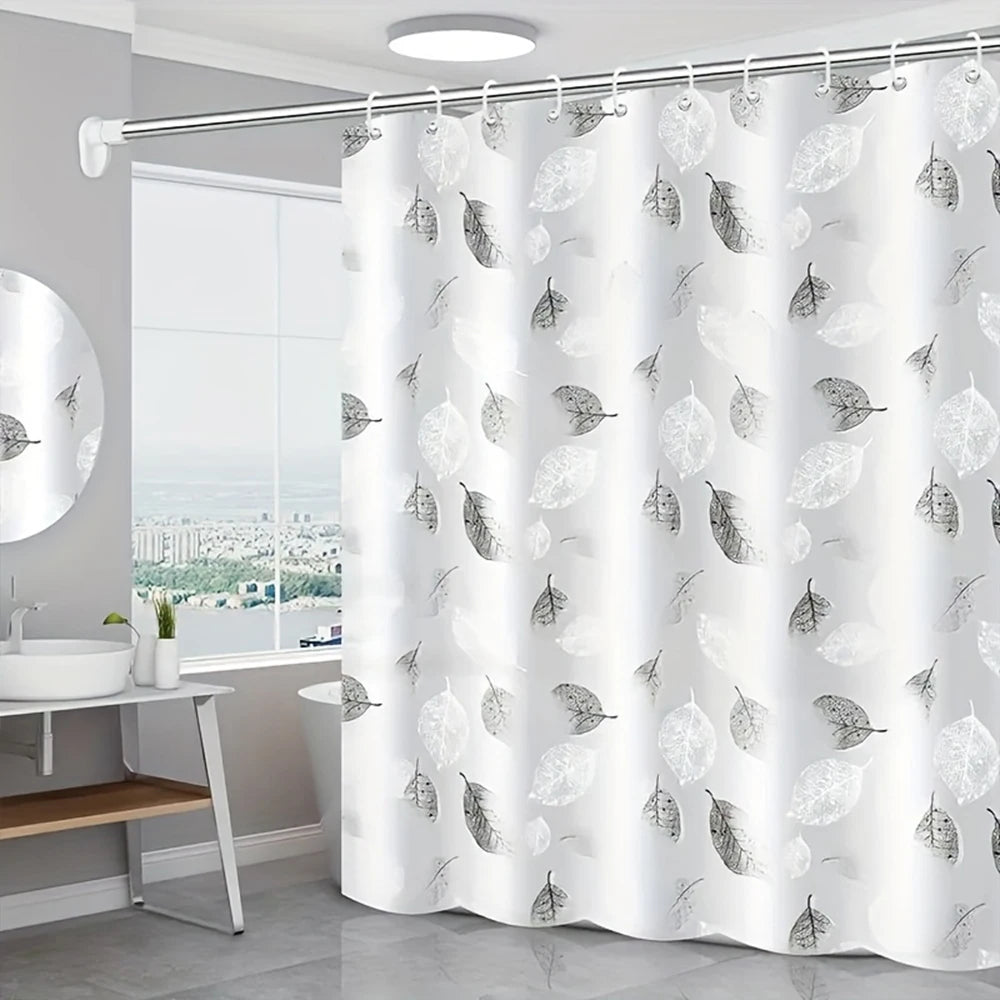Clear Shower Curtain Waterproof White Plastic Bath Curtains Liner Transparent / Pink Bathroom Mildew PEVA Home Luxury with Hooks Peaceful Pleasures Health and Wellness Leaf