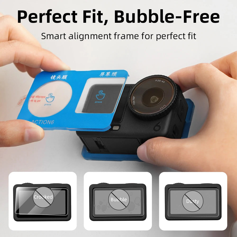 Full-Screen Protection For DJI OSMO ACTION 6 Screen Tempered Glass Protector Application Tool HD Lens Protector Film Accessory Peaceful Pleasures Health and Wellness