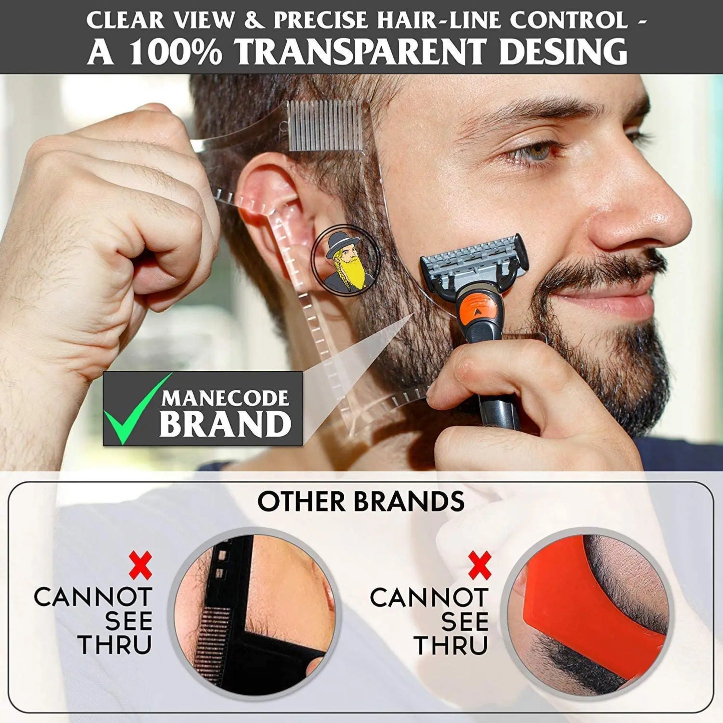 Men's Beard Shaping Tool & Stencil Comb – Stainless Steel