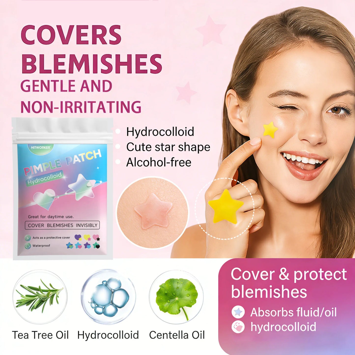 Star & Heart Hydrocolloid Pimple Patches – 252 or 1008 Pcs