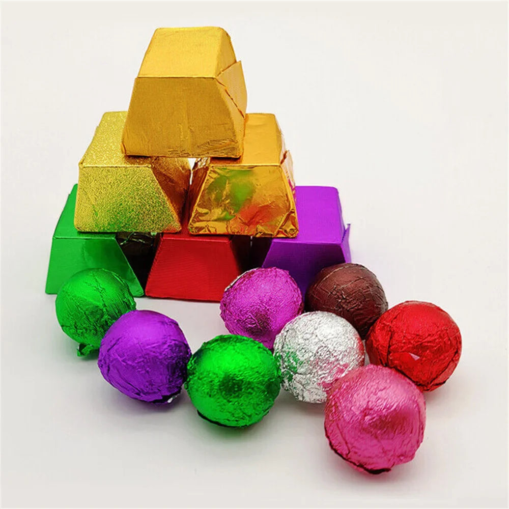 100Pcs Food-Grade Aluminum Foil Candy Wrapping Sheets 8x8cm