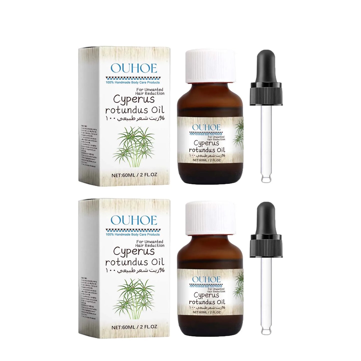 Cyperus Rotundus Hair Inhibitor Oil – Body & Face, 60ml Peaceful Pleasures Health and Wellness 2Pcs