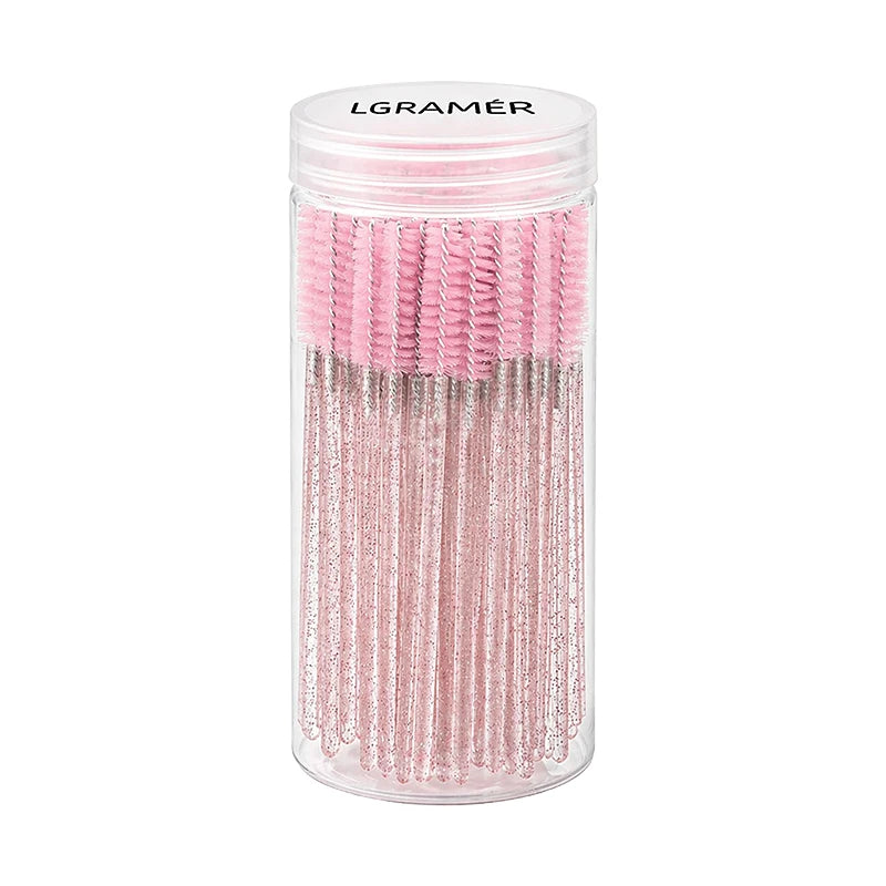 Multiple colors 50/100 pcs Extension Eyelash brush Disposable Eye lashes Make Up Brushes Mascara Wand Applicator Makeup tools Peaceful Pleasures Health and Wellness Pink-50pcs