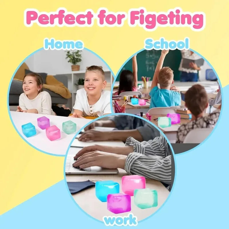 Slow Rising Gel Ice Cube Squishy Fidget Toy – Stress Relief